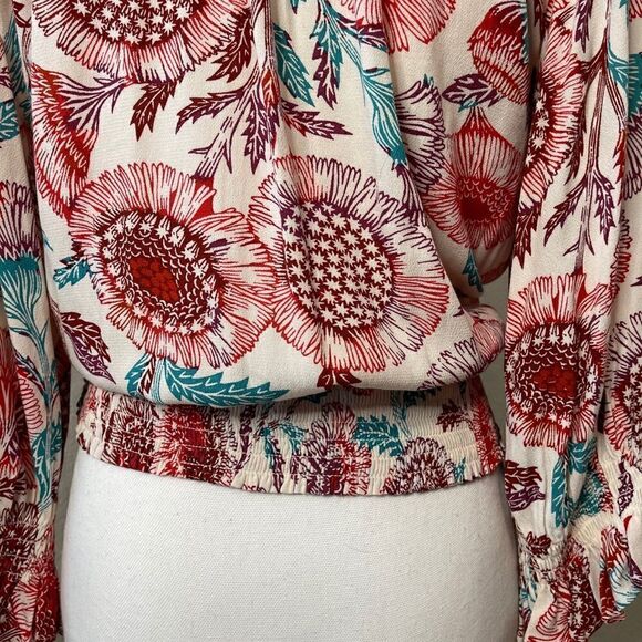 Anthro Tugboat Floral Tie Front Blouse - Picture 3 of 13